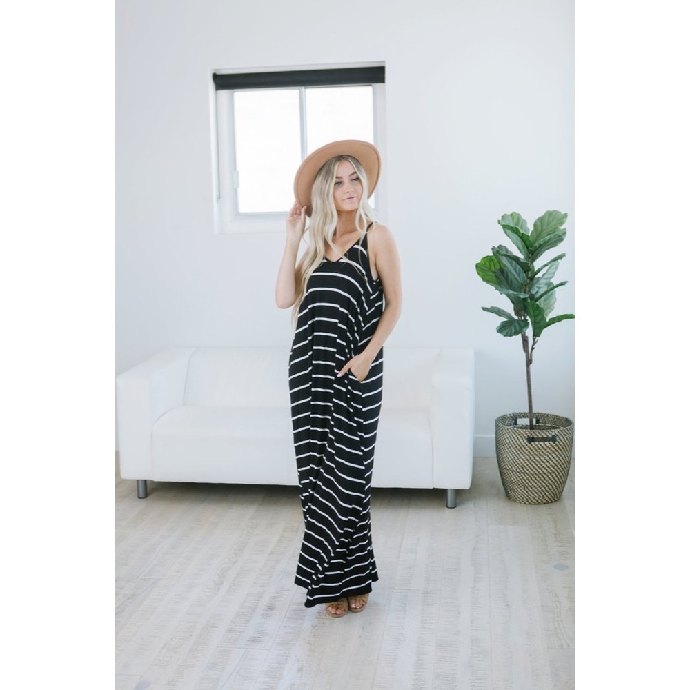 Black & White Striped Maxi Dress